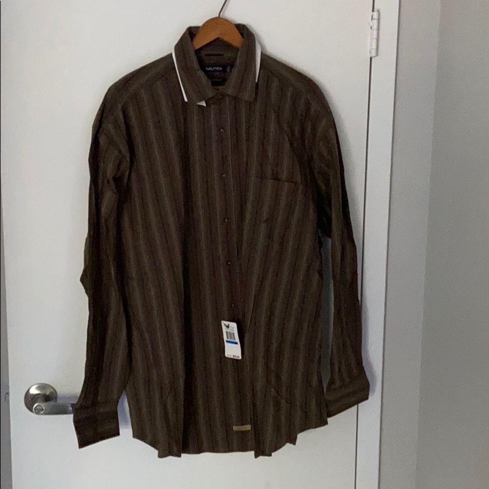 Nautica brown button-down shirt (XL)